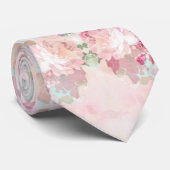 Roze waterverf bloemen patroon stropdas (Opgerold)