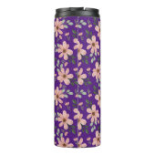 roze waterverf bloemen patroon thermosbeker (Achterkant)