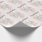 Roze Waterverf Bloemen - Personaliseer bruiloft Cadeaupapier (Hoek)