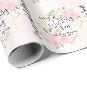 Roze Waterverf Bloemen - Personaliseer bruiloft Cadeaupapier (Rol Hoek)