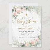 Roze Waterverf Bloemen Religieus Baby shower Kaart (Voorkant)