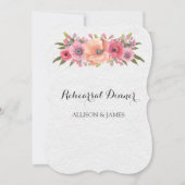 Roze Waterverf Bloemen repetitie Diner Party Kaart (Voorkant)