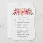 Roze Waterverf Bloemen repetitie Diner Party Kaart (Achterkant)