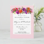 Roze Waterverf Bloemen Repetitie Diner Uitnodiging (Staand voorkant)
