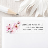 Roze waterverf bloemen retouradres etiket (Insitu)
