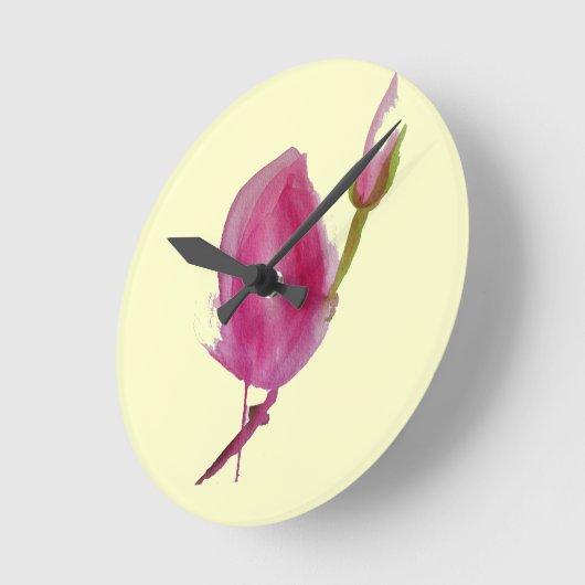 Roze waterverf bloemen ronde klok (Hoek)