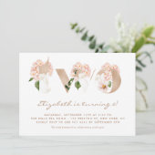 Roze Waterverf Bloemen Roos Gold Tweede verjaardag Kaart (Staand voorkant)