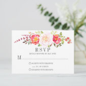 Roze Waterverf Bloemen Rozen Groen RSVP (Staand voorkant)