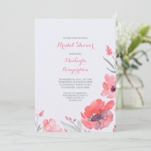 Roze Waterverf Bloemen Schattige Vrijgezellenfeest Kaart (Staand voorkant)