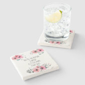  Roze Waterverf Bloemen Schattigee Typografie Stenen Onderzetter (Zijkant)