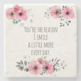  Roze Waterverf Bloemen Schattigee Typografie Stenen Onderzetter