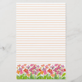 Roze Waterverf Bloemen Sinaasappel gevoerd Briefpapier