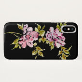 Roze waterverf bloemen, stijlvol zwart Case-Mate iPhone case (Achterkant (horizontaal))