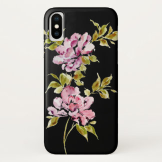 Roze waterverf bloemen, stijlvol zwart Case-Mate iPhone case