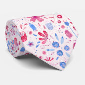 Roze Waterverf Bloemen Stropdas (Opgerold)