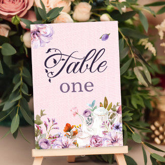 Roze Waterverf Bloemen Tea Party Thema Kaart