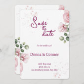 Roze Waterverf Bloemen Trouw Uitnodiging  (Voorkant / Achterkant)