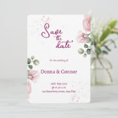 Roze Waterverf Bloemen Trouw Uitnodiging  (Staand voorkant)