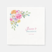 Roze Waterverf Bloemen Tuin Thee Party Bruiloft Servet (Voorkant)