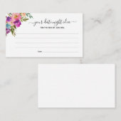 Roze Waterverf Bloemen Uw Datum Nacht Idee Informatiekaartje (Voorkant / Achterkant)