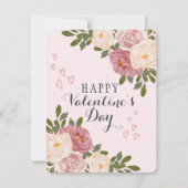 Roze Waterverf Bloemen Valentijn's Day Feestdagenkaart (Voorkant)