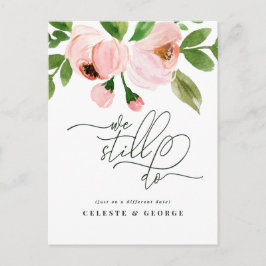 Roze waterverf bloemen veranderen de datum bruilof aankondigingskaart