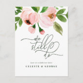 Roze waterverf bloemen veranderen de datum bruilof aankondigingskaart (Voorkant)