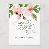 Roze waterverf bloemen veranderen de datum bruilof aankondigingskaart (Voorkant)