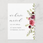 Roze Waterverf Bloemen Verandering van Adres Verhu Briefkaart (Voorkant)