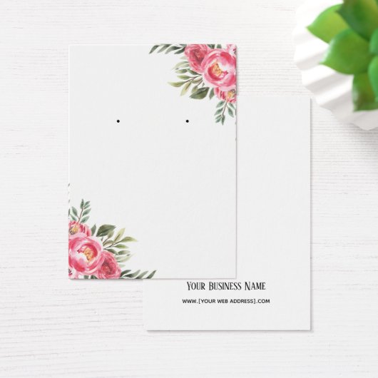 Roze Waterverf bloemen Verdien DisplayCard Visitekaartje (Bureau)