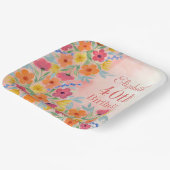 Roze Waterverf Bloemen Verjaardag Papieren Bordje (Gebogen)