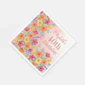 Roze  Waterverf Bloemen Verjaardag Servet (Hoek)