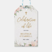 Roze Waterverf Bloemen Viering van het Leven Cadeaulabel (Voorkant)