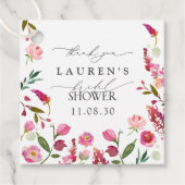 Roze Waterverf Bloemen Vrijgezellenfeest Dank u Bedankjes Labels (Voorkant)