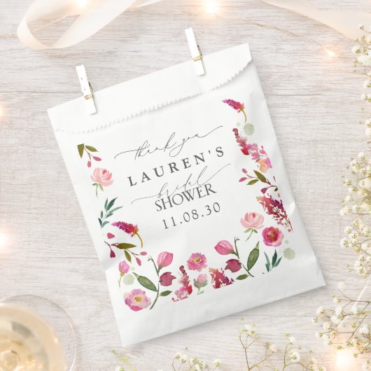 Roze Waterverf Bloemen Vrijgezellenfeest Dank u Bedankzakje (Geknipt)