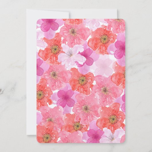  Roze Waterverf Bloemen vrijgezellenfeest Kaart (Achterkant)