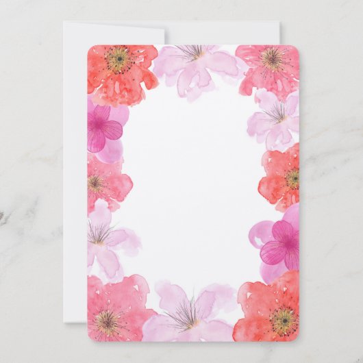  Roze Waterverf Bloemen Vrijgezellenfeest Kaart (Achterkant)