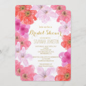  Roze Waterverf Bloemen Vrijgezellenfeest Kaart (Voorkant / Achterkant)