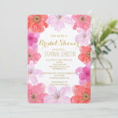  Roze Waterverf Bloemen Vrijgezellenfeest Kaart (Staand voorkant)