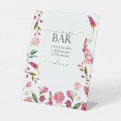 Roze Waterverf Bloemen Vrijgezellenfeest Mimosa Ba Reclamebord Met Voetstuk (Voorkant)