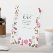 Roze Waterverf Bloemen Vrijgezellenfeest Mimosa Ba Reclamebord Met Voetstuk (Insitu)