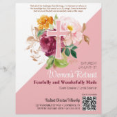 Roze Waterverf Bloemen Vrouwen Kerk Retreat Flyer (Voorkant)