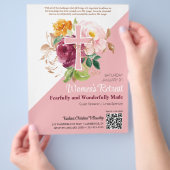 Roze Waterverf Bloemen Vrouwen Kerk Retreat Flyer (Hand)