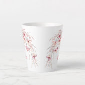 Roze Waterverf Bloemen Wit Monogram Latte Mok (Voorkant)