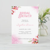 Roze Waterverf Bloemen Wit Vrijgezellenfeest Kaart (Staand voorkant)