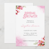 Roze Waterverf Bloemen Wit Vrijgezellenfeest Kaart (Voorkant / Achterkant)