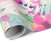 Roze Waterverf Bloemen Wrapping Papier (Rol Hoek)