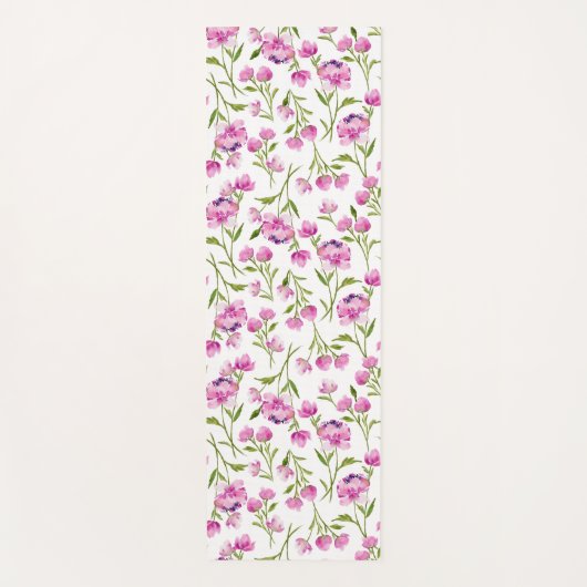 Roze Waterverf Bloemen Yoga Mat (Voorkant)