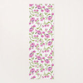 Roze Waterverf Bloemen Yoga Mat (Achterkant)