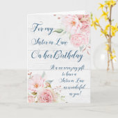 Roze Waterverf Bloemen Zuster in Recht Verjaardag Kaart (Gele Bloem)